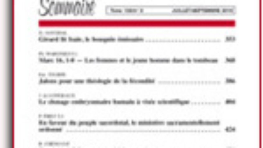 Connaissez-vous la Nouvelle Revue Théologique?