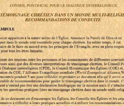 Six recommandations à l&rsquo;attention des chrétiens