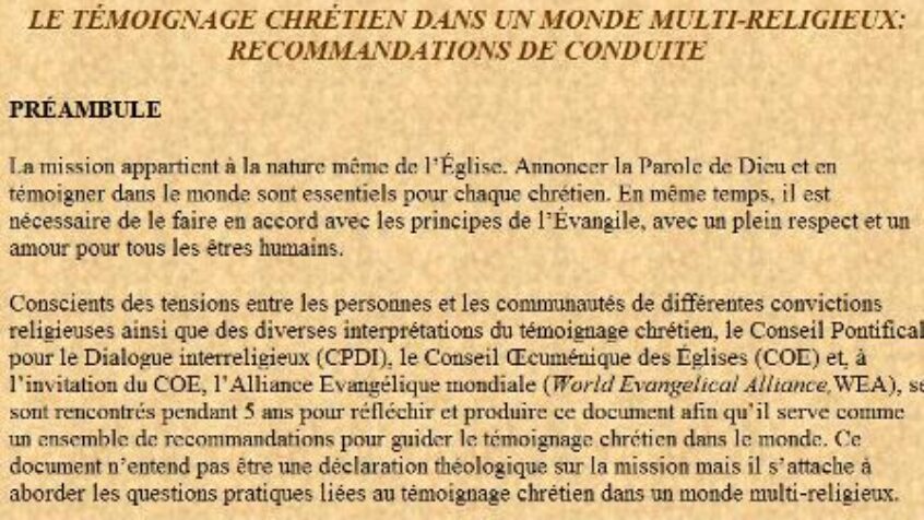Six recommandations à l&rsquo;attention des chrétiens