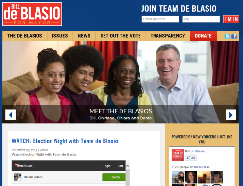 Capture d'écran du site officiel de Bill de Blasio www.billdeblasio.com