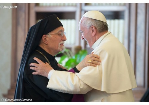 Le Patriarche arménien catholique de Cilicie Nerses Bedros XIX et le Pape François