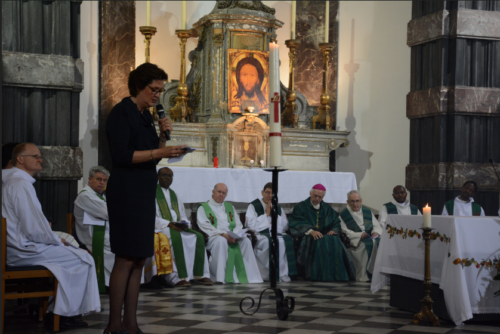 La présidente Hilde Kieboom de Sant'Egidio à la fin de la messe d'action de grâce (copyright Filip Wieëers - Sant'Egidio)