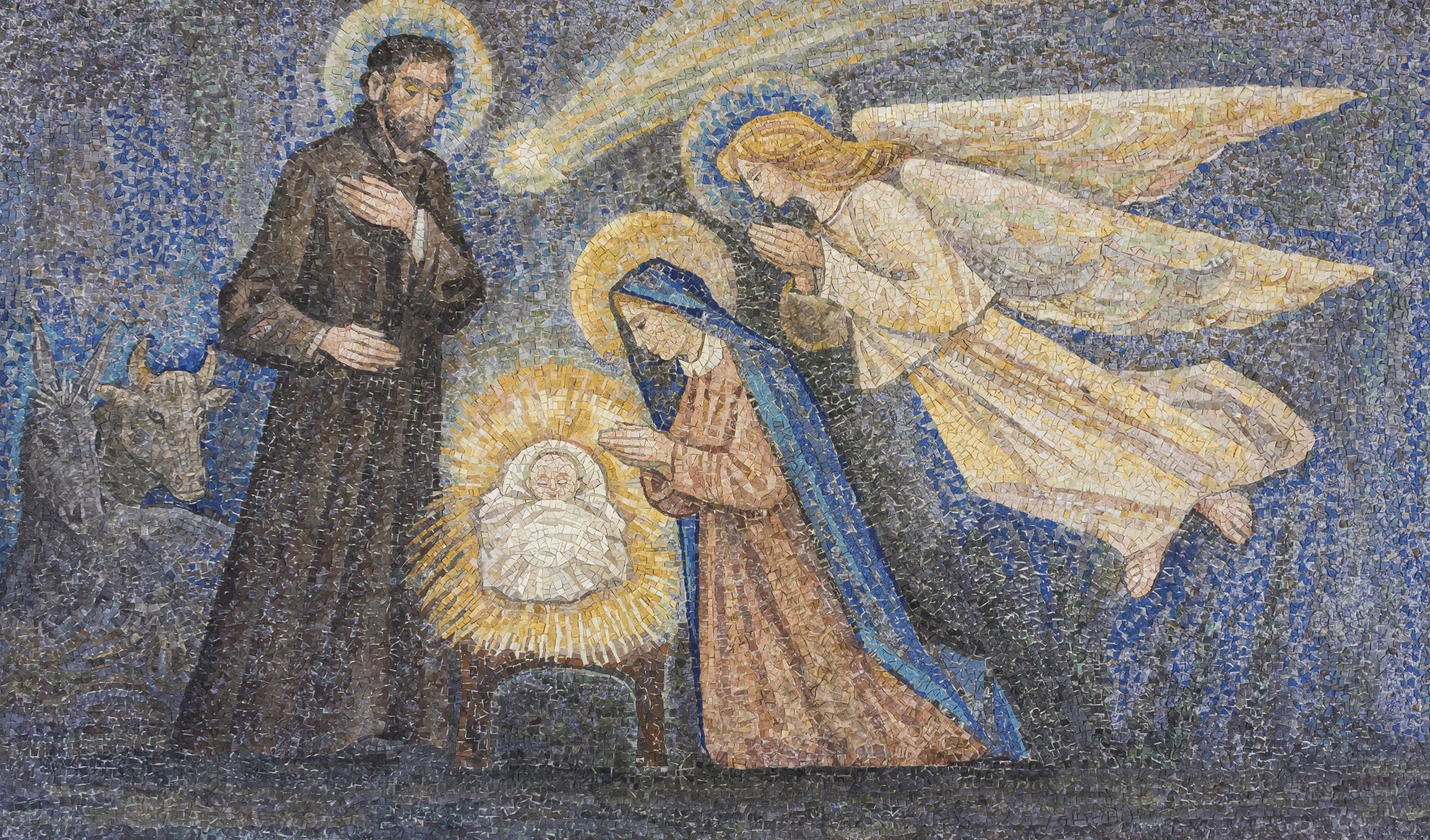 Mosaïque représentant la nativité réalisé par le Caravage