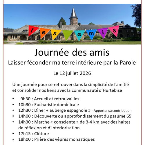 Journée des amis d&rsquo;Hurtebise : « Laisser féconder ma terre intérieure par la Parole »