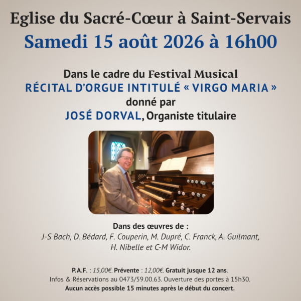 Récital d&rsquo;Orgue « Virgo Maria »
