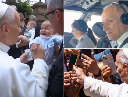 Pape dans le cockpit, chapelet « dérobé » et bébés apaisés : trois vidéos virales du pape en Espagne