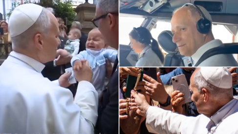 Pape dans le cockpit, chapelet « dérobé » et bébés apaisés : trois vidéos virales du pape en Espagne