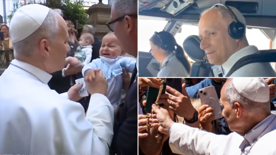 Pape dans le cockpit, chapelet « dérobé » et bébés apaisés : trois vidéos virales du pape en Espagne