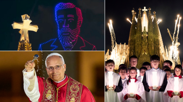 Show à couper le souffle, hommage à Gaudí et bénédiction de la tour : les images marquantes de Léon XIV à la Sagrada Família