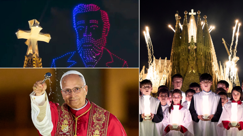 Show à couper le souffle, hommage à Gaudí et bénédiction de la tour : les images marquantes de Léon XIV à la Sagrada Família